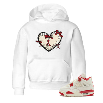 Perfect Valentine's Day Gifts graphic tee  – Graphic Tees To Match Air Jordan 4 Valentines Day – Heart With Ribbons Kids Graphic T-Shirt White 1