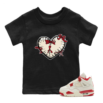 Perfect Valentine's Day Gifts graphic tee  – Graphic Tees To Match Air Jordan 4 Valentines Day – Heart With Ribbons Kids Graphic T-Shirt Black 1