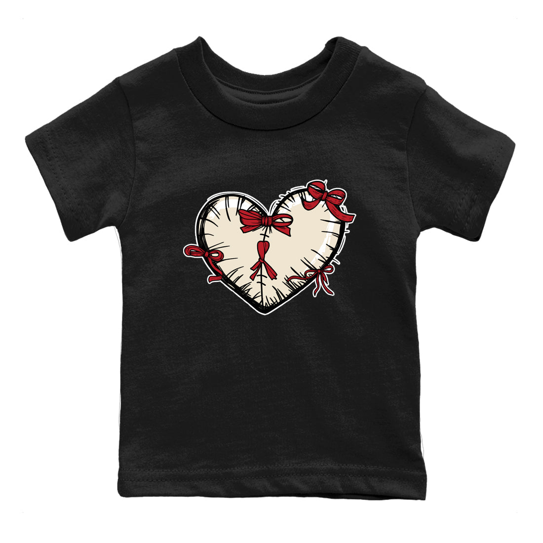 Perfect Valentine's Day Gifts graphic tee  – Graphic Tees To Match Air Jordan 4 Valentines Day – Heart With Ribbons Kids Graphic T-Shirt Black 2