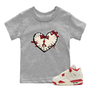 Perfect Valentine's Day Gifts graphic tee  – Graphic Tees To Match Air Jordan 4 Valentines Day – Heart With Ribbons Kids Graphic T-Shirt Heather Grey 1