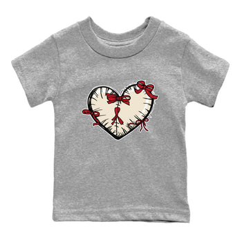 Perfect Valentine's Day Gifts graphic tee  – Graphic Tees To Match Air Jordan 4 Valentines Day – Heart With Ribbons Kids Graphic T-Shirt Heather Grey 2