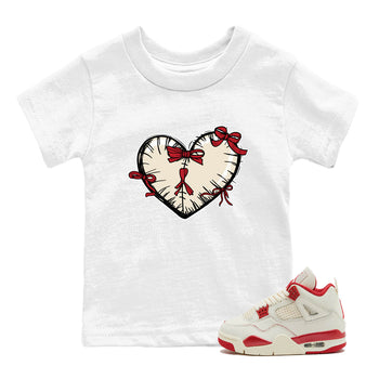 Perfect Valentine's Day Gifts graphic tee  – Graphic Tees To Match Air Jordan 4 Valentines Day – Heart With Ribbons Kids Graphic T-Shirt White 1