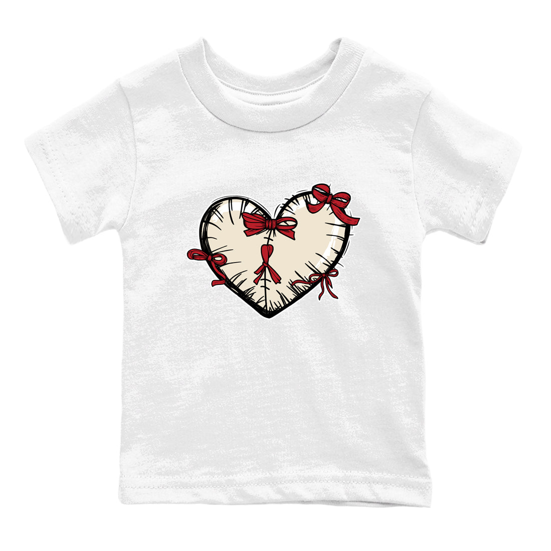 Perfect Valentine's Day Gifts graphic tee  – Graphic Tees To Match Air Jordan 4 Valentines Day – Heart With Ribbons Kids Graphic T-Shirt White 2