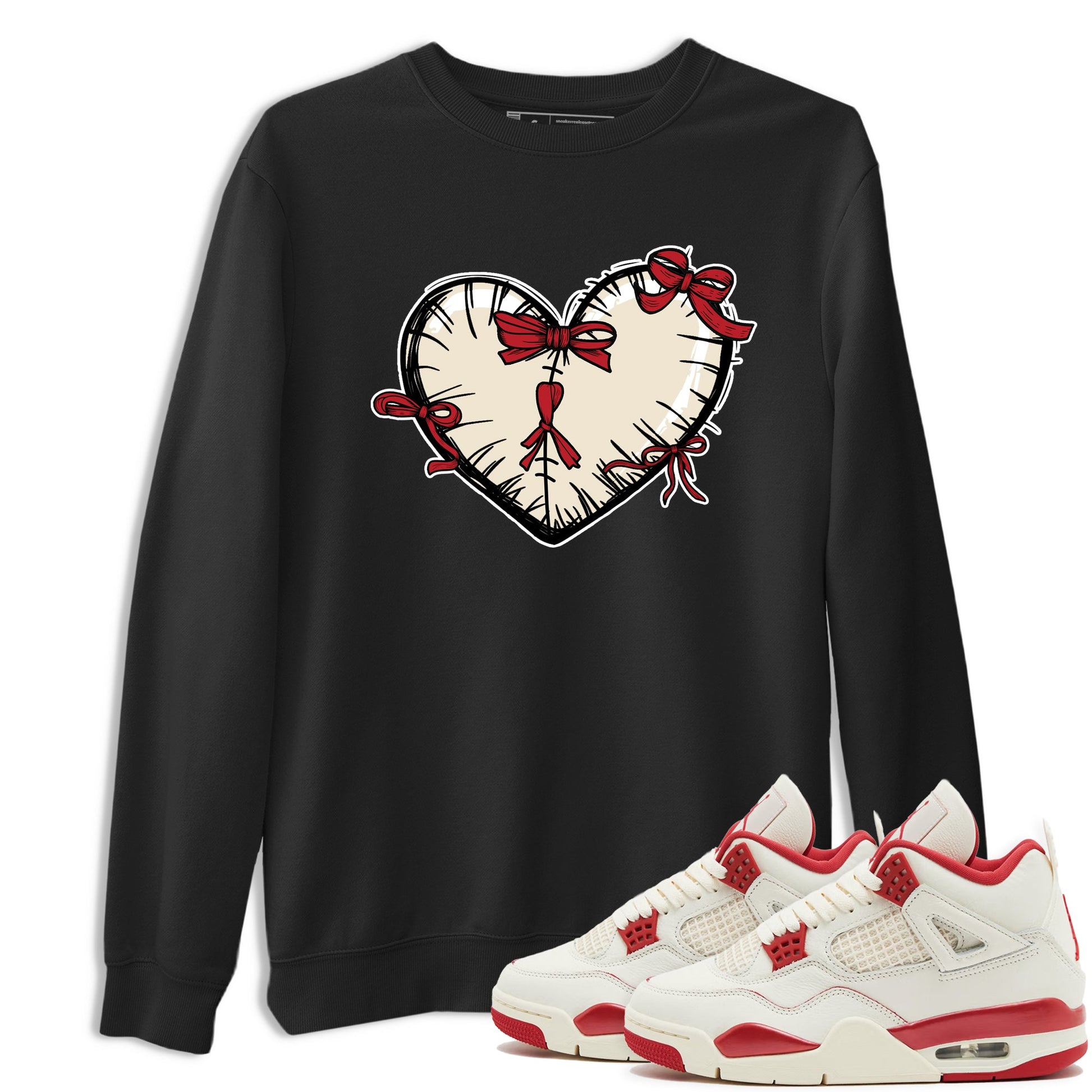 Perfect Valentine's Day Gifts graphic tee  – Graphic Tees To Match Air Jordan 4 Valentines Day – Heart With Ribbons Tee Black 1