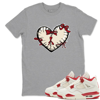 Perfect Valentine's Day Gifts graphic tee  – Graphic Tees To Match Air Jordan 4 Valentines Day – Heart With Ribbons Tee Heather Grey 1