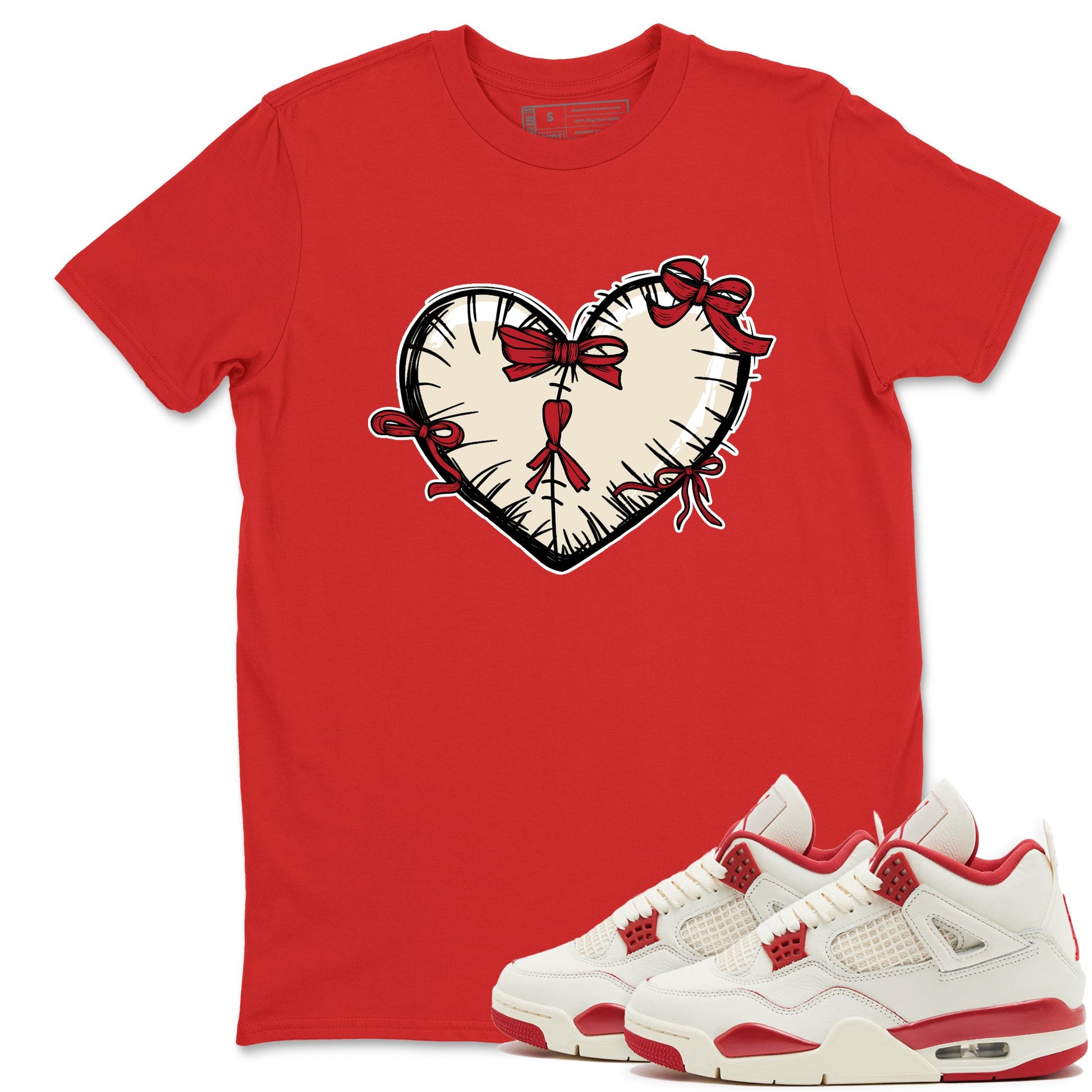 Perfect Valentine's Day Gifts graphic tee  – Graphic Tees To Match Air Jordan 4 Valentines Day – Heart With Ribbons Tee Red 1