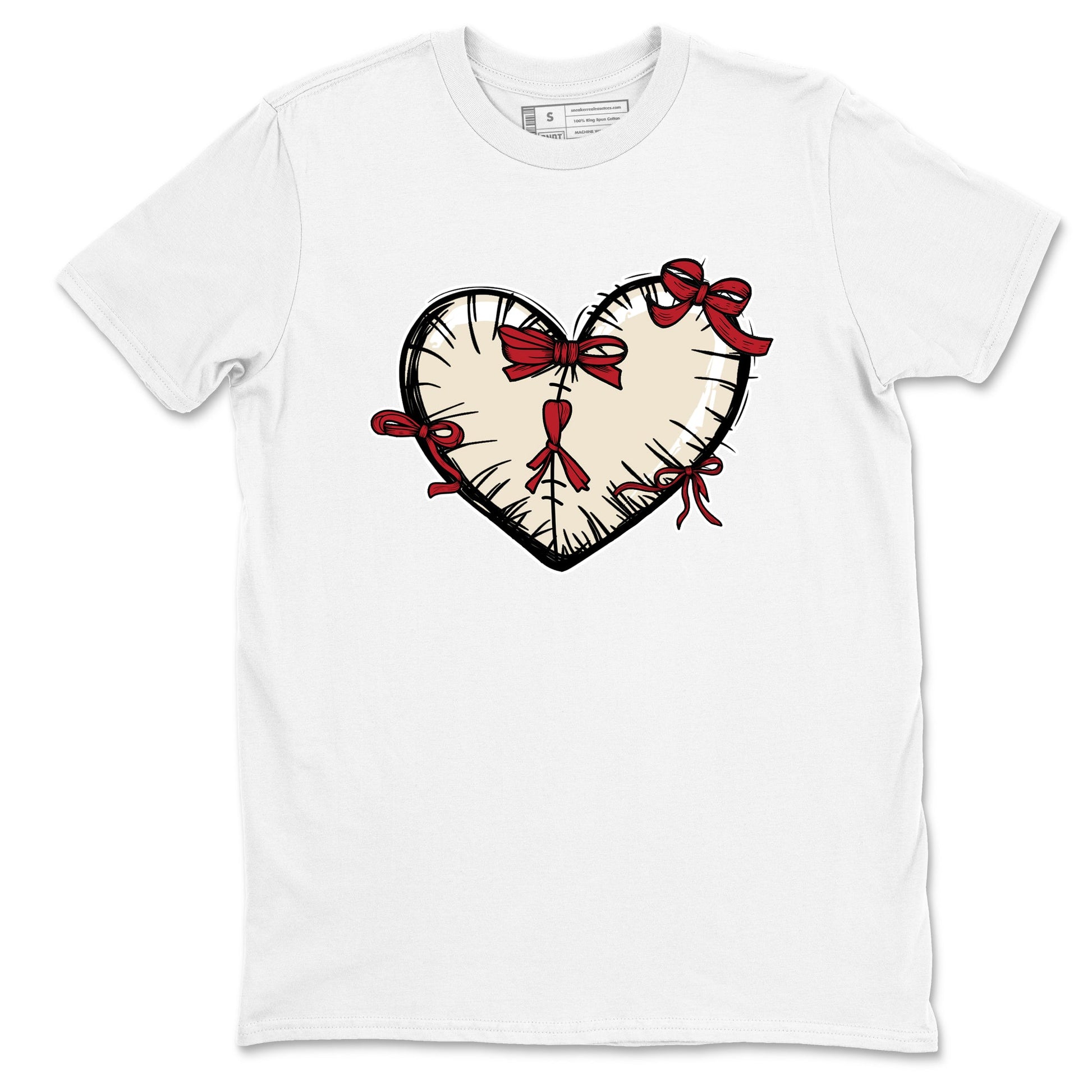 Perfect Valentine's Day Gifts graphic tee  – Graphic Tees To Match Air Jordan 4 Valentines Day – Heart With Ribbons Tee White 2
