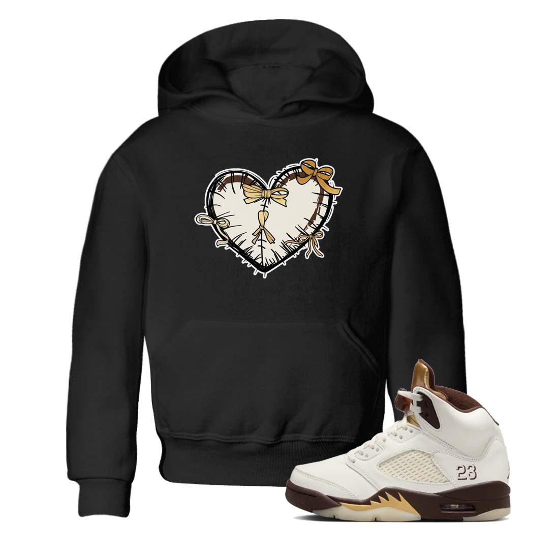 5s Golden Ticket shirts to match jordans  Heart With Ribbons shirts to match jordans Air Jordan 5 Golden Ticket match shoes to clothes SNRT Sneaker Tees Youth Baby Black 1 tee
