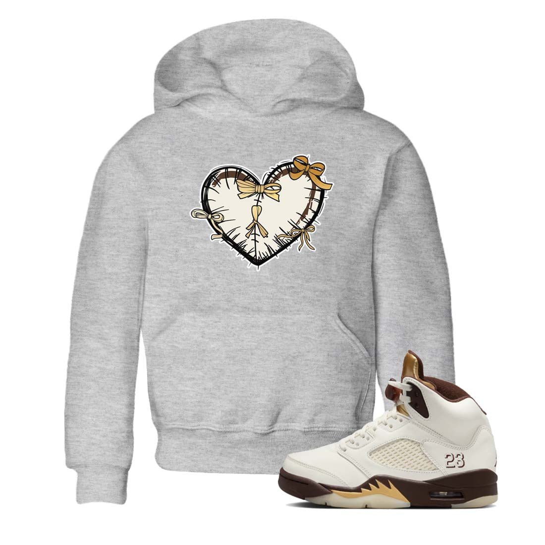 5s Golden Ticket shirts to match jordans  Heart With Ribbons shirts to match jordans Air Jordan 5 Golden Ticket match shoes to clothes SNRT Sneaker Tees Youth Baby Heather Grey 1 tee