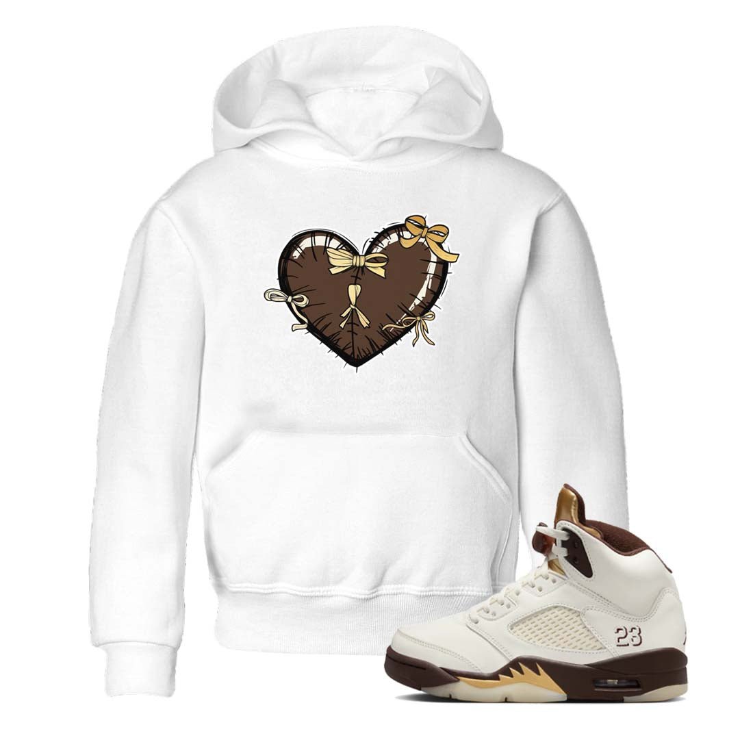 5s Golden Ticket shirts to match jordans  Heart With Ribbons shirts to match jordans Air Jordan 5 Golden Ticket match shoes to clothes SNRT Sneaker Tees Youth Baby White 1 tee