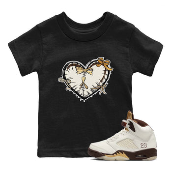 5s Golden Ticket shirts to match jordans  Heart With Ribbons shirts to match jordans Air Jordan 5 Golden Ticket match shoes to clothes SNRT Sneaker Tees Youth Baby Black 1 tee