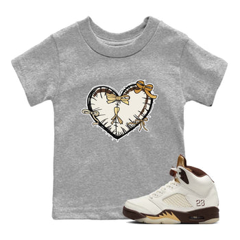 5s Golden Ticket shirts to match jordans  Heart With Ribbons shirts to match jordans Air Jordan 5 Golden Ticket match shoes to clothes SNRT Sneaker Tees Youth Baby Heather Grey 1 tee