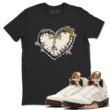 5s Golden Ticket shirts to match jordans  Heart With Ribbons shirts to match jordans Air Jordan 5 Golden Ticket match shoes to clothes SNRT Sneaker Tees unisex cotton Black 1 shirts
