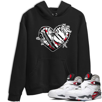 Sneaker match tees – Sneaker Tees To Match Air Jordan 8 Bunny Shoes Air Jordan 8 Bunny White and True Red – Heart With Ribbons Tee Black 1