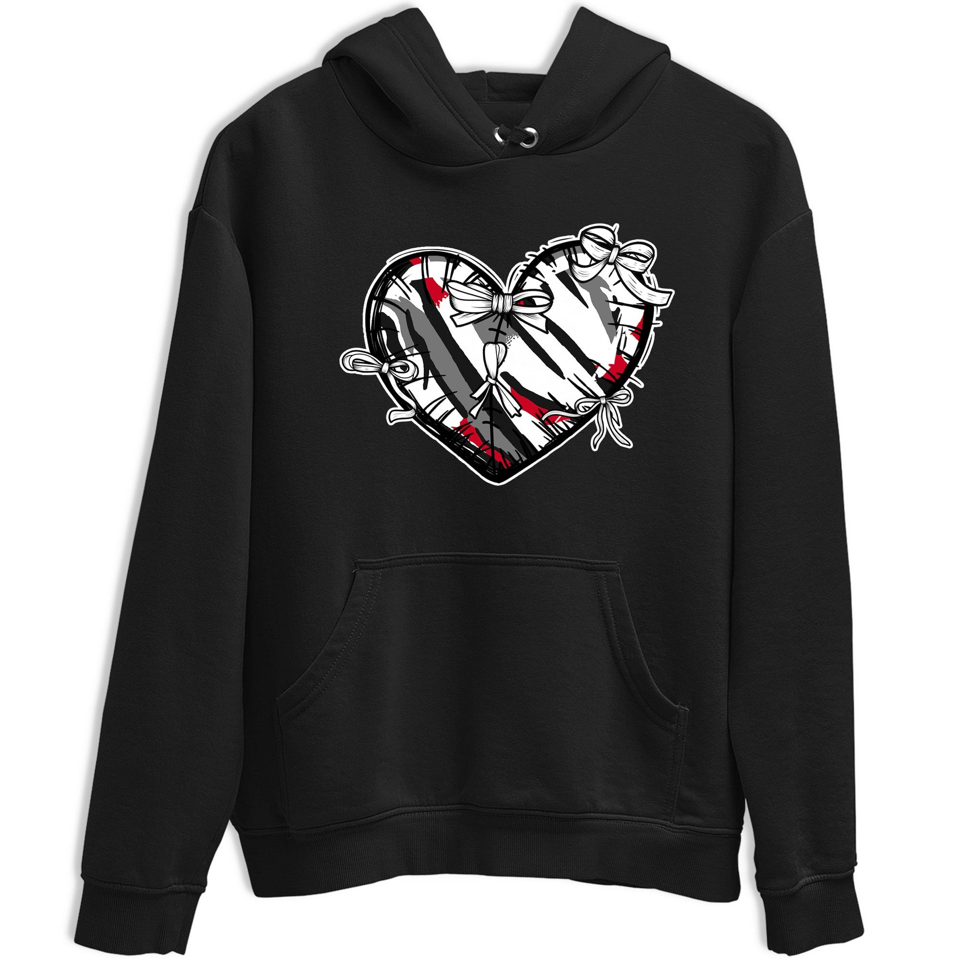 Sneaker match tees – Sneaker Tees To Match Air Jordan 8 Bunny Shoes Air Jordan 8 Bunny White and True Red – Heart With Ribbons Tee Black 2