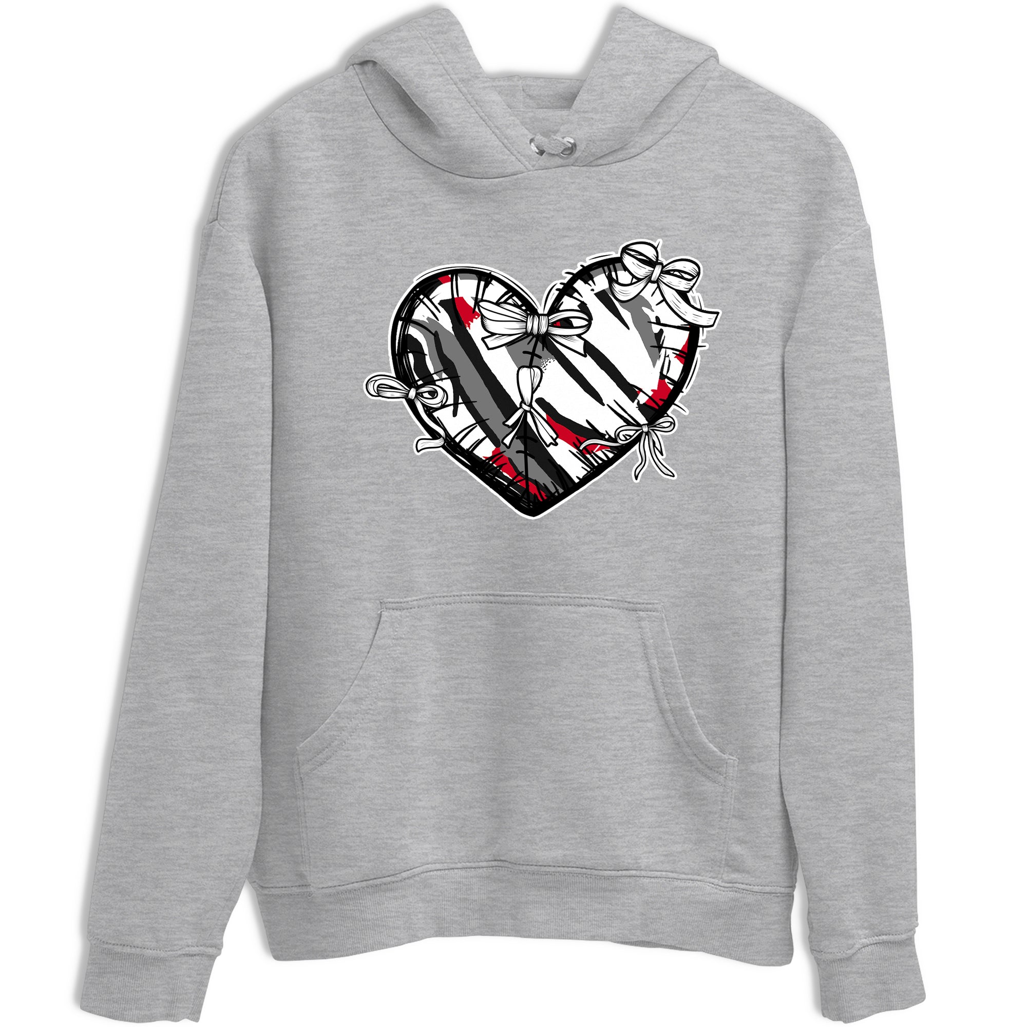 Sneaker match tees – Sneaker Tees To Match Air Jordan 8 Bunny Shoes Air Jordan 8 Bunny White and True Red – Heart With Ribbons Tee Heather Grey 2