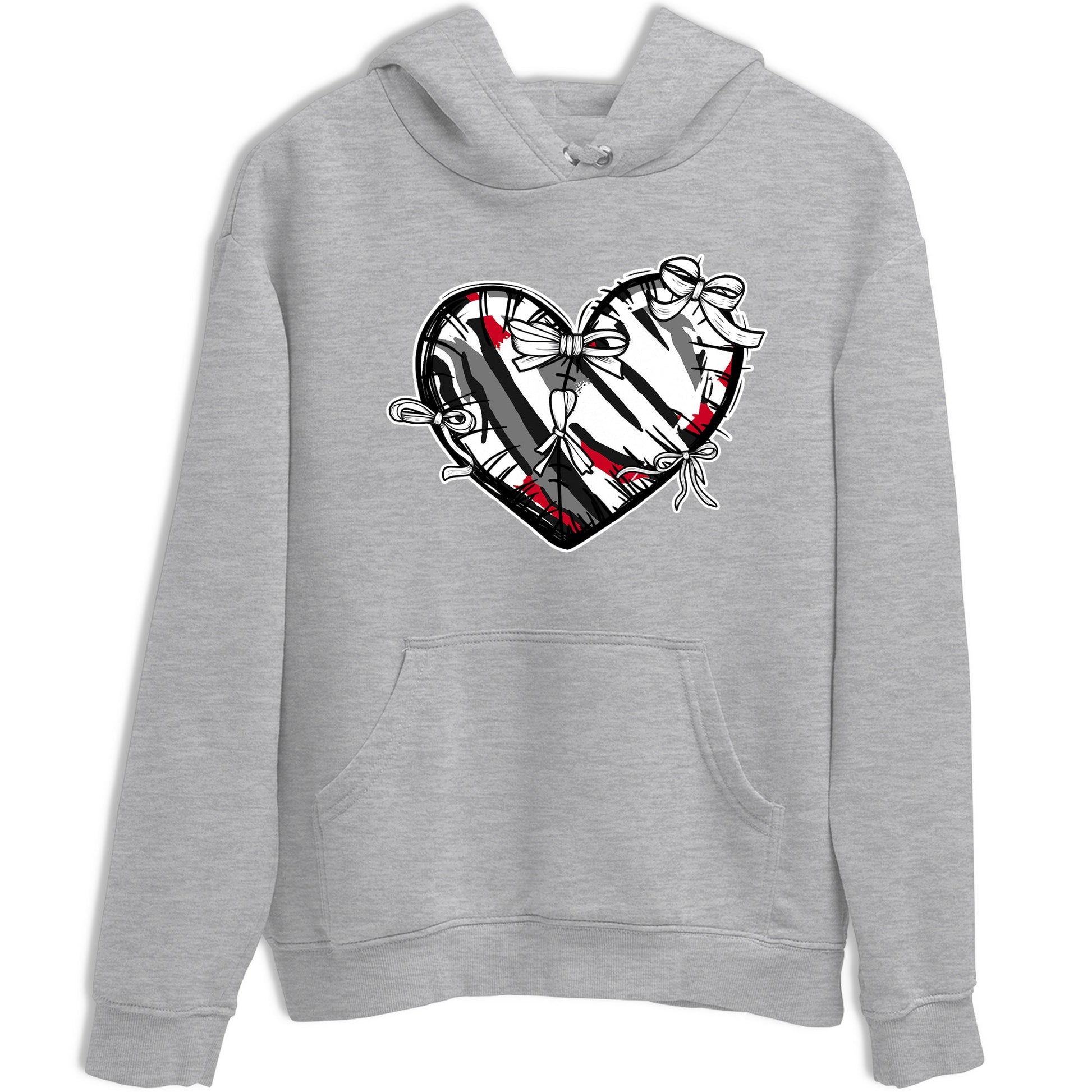 Sneaker match tees – Sneaker Tees To Match Air Jordan 8 Bunny Shoes Air Jordan 8 Bunny White and True Red – Heart With Ribbons Tee Heather Grey 2