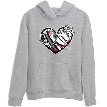 Sneaker match tees – Sneaker Tees To Match Air Jordan 8 Bunny Shoes Air Jordan 8 Bunny White and True Red – Heart With Ribbons Tee Heather Grey 2