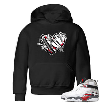 Sneaker match tees – Sneaker Tees To Match Air Jordan 8 Bunny Shoes Air Jordan 8 Bunny White and True Red – Heart With Ribbons Kids T-Shirt Black 1