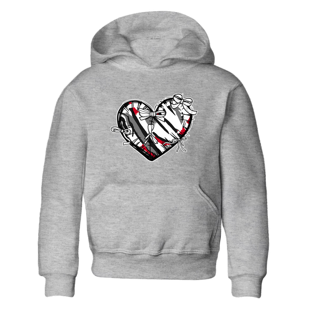 Sneaker match tees – Sneaker Tees To Match Air Jordan 8 Bunny Shoes Air Jordan 8 Bunny White and True Red – Heart With Ribbons Kids T-Shirt Heather Grey 2