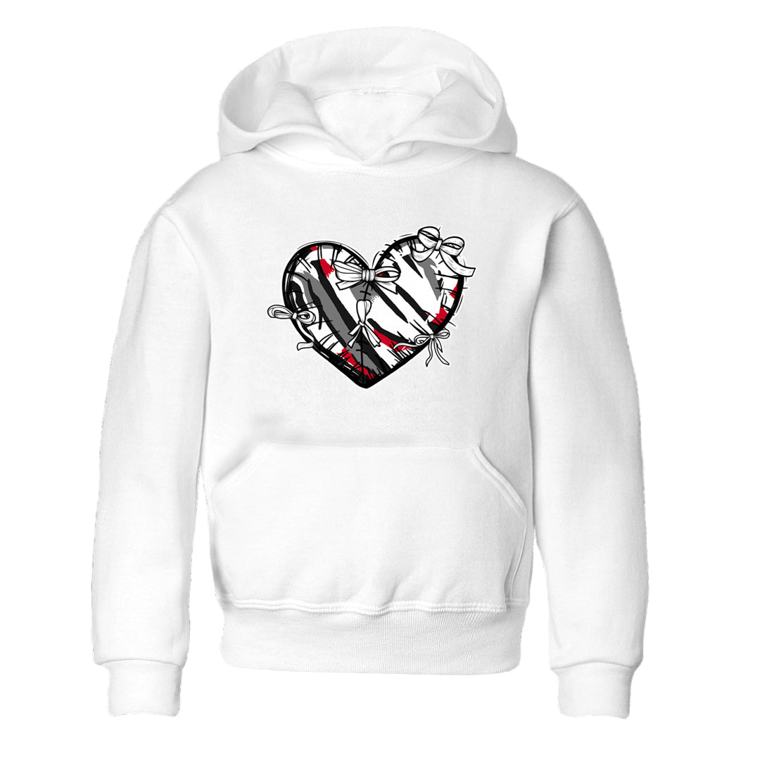 Sneaker match tees – Sneaker Tees To Match Air Jordan 8 Bunny Shoes Air Jordan 8 Bunny White and True Red – Heart With Ribbons Kids T-Shirt White 2