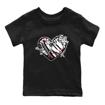 Sneaker match tees – Sneaker Tees To Match Air Jordan 8 Bunny Shoes Air Jordan 8 Bunny White and True Red – Heart With Ribbons Kids T-Shirt Black 2