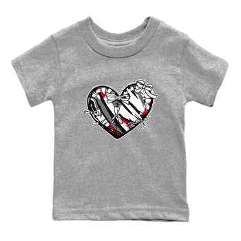 Sneaker match tees – Sneaker Tees To Match Air Jordan 8 Bunny Shoes Air Jordan 8 Bunny White and True Red – Heart With Ribbons Kids T-Shirt Heather Grey 2