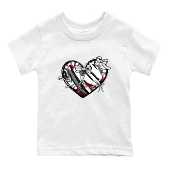 Sneaker match tees – Sneaker Tees To Match Air Jordan 8 Bunny Shoes Air Jordan 8 Bunny White and True Red – Heart With Ribbons Kids T-Shirt White 2