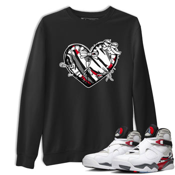 Sneaker match tees – Sneaker Tees To Match Air Jordan 8 Bunny Shoes Air Jordan 8 Bunny White and True Red – Heart With Ribbons Tee Black 1