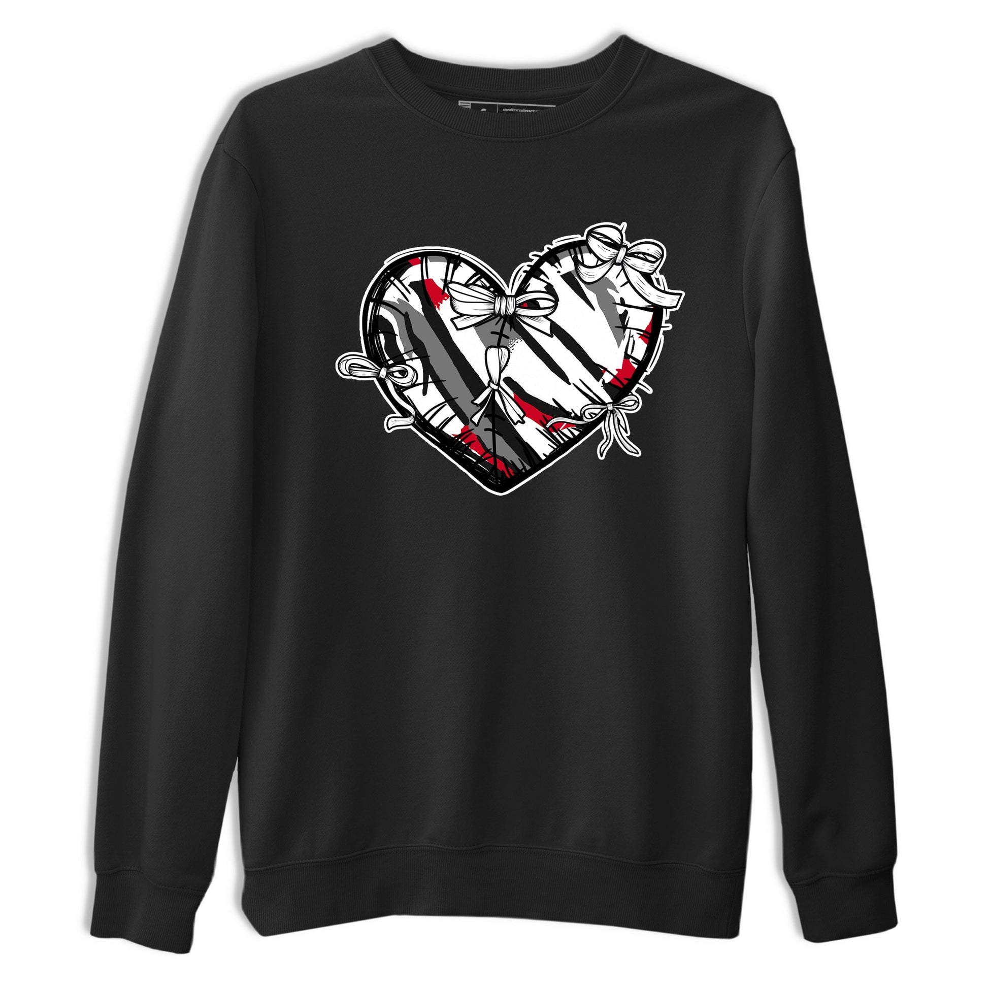 Sneaker match tees – Sneaker Tees To Match Air Jordan 8 Bunny Shoes Air Jordan 8 Bunny White and True Red – Heart With Ribbons Tee Black 2