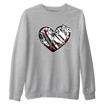 Sneaker match tees – Sneaker Tees To Match Air Jordan 8 Bunny Shoes Air Jordan 8 Bunny White and True Red – Heart With Ribbons Tee Heather Grey 2