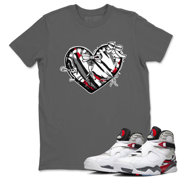 Sneaker match tees – Sneaker Tees To Match Air Jordan 8 Bunny Shoes Air Jordan 8 Bunny White and True Red – Heart With Ribbons Tee Cool Grey 1