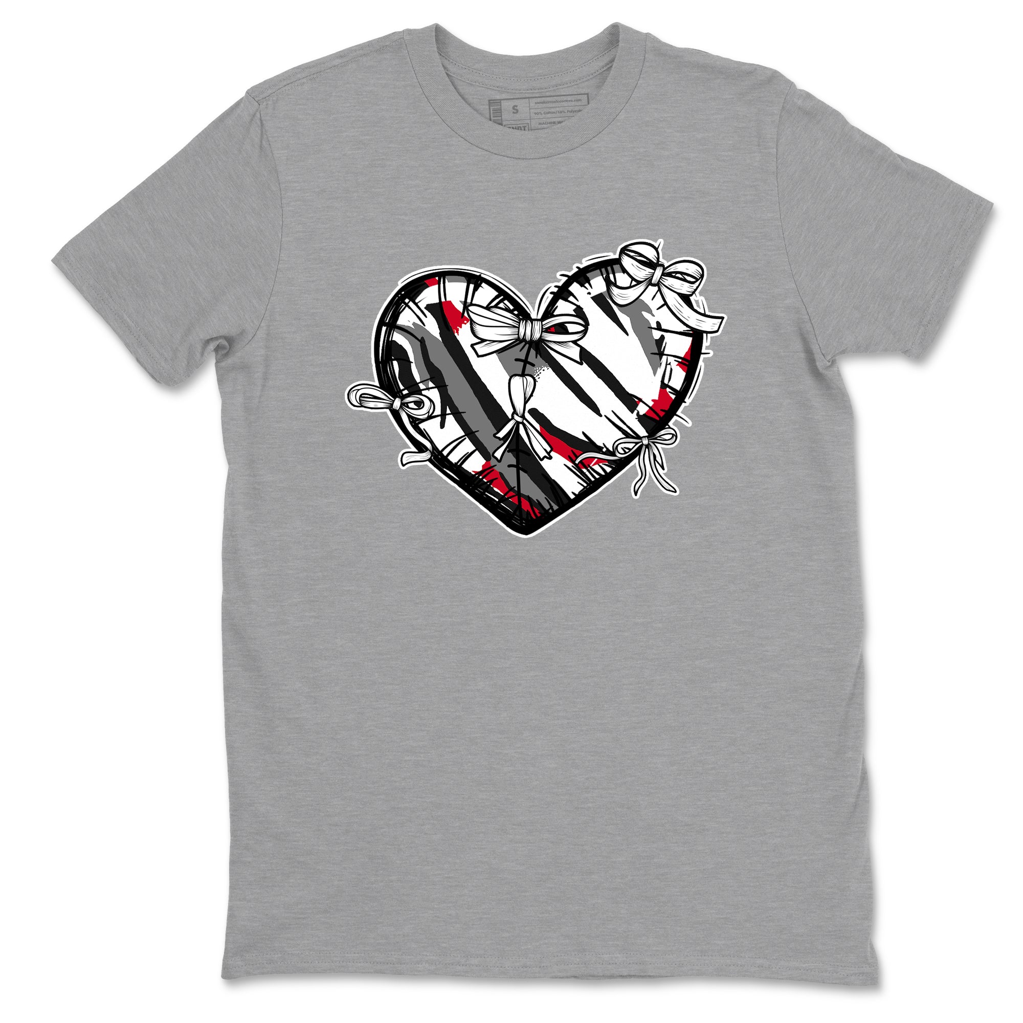 Sneaker match tees – Sneaker Tees To Match Air Jordan 8 Bunny Shoes Air Jordan 8 Bunny White and True Red – Heart With Ribbons Tee Heather Grey 2