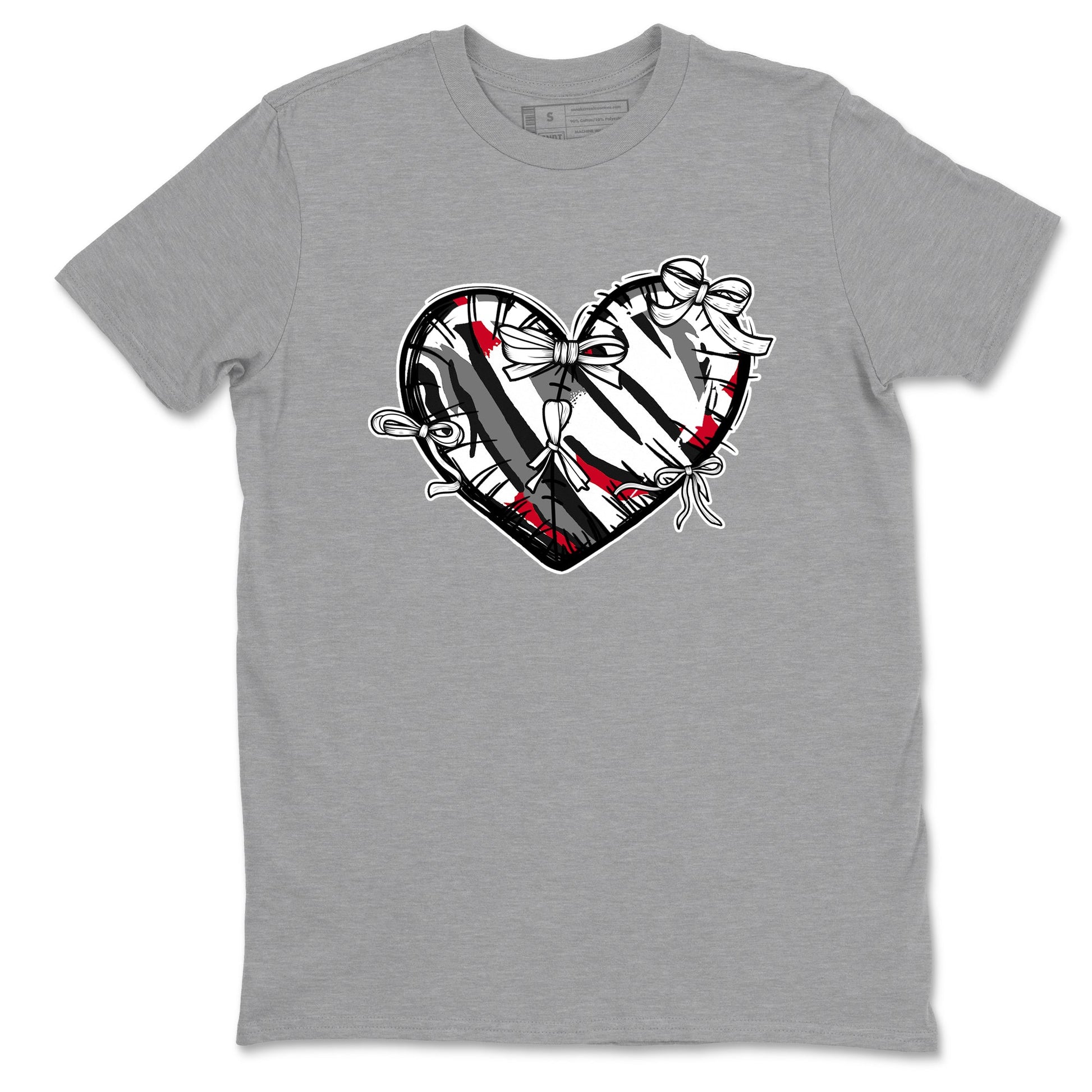 Sneaker match tees – Sneaker Tees To Match Air Jordan 8 Bunny Shoes Air Jordan 8 Bunny White and True Red – Heart With Ribbons Tee Heather Grey 2
