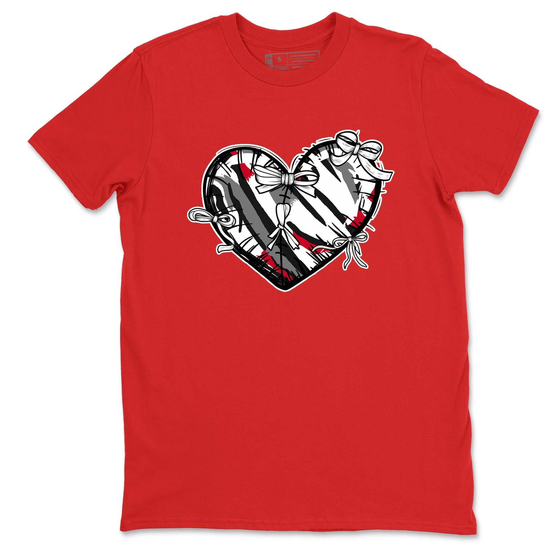 Sneaker match tees – Sneaker Tees To Match Air Jordan 8 Bunny Shoes Air Jordan 8 Bunny White and True Red – Heart With Ribbons Tee Red 2