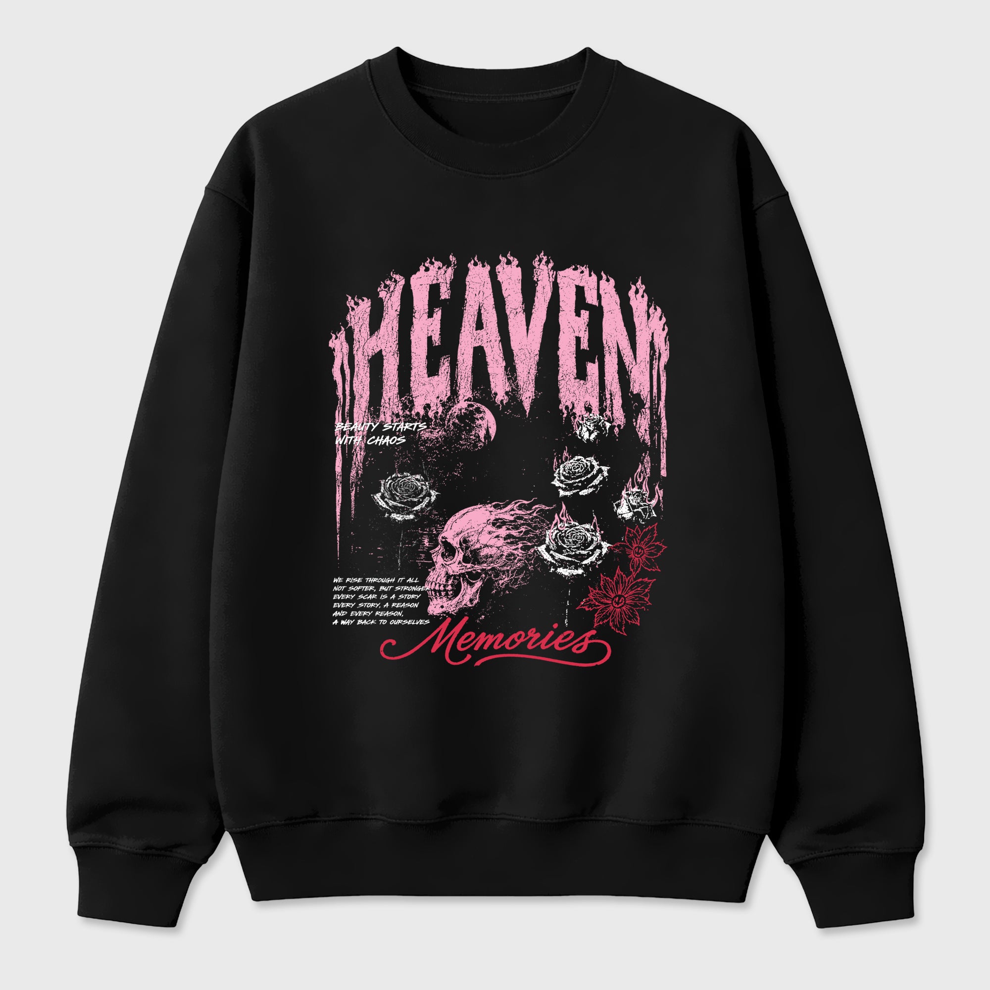 Heaven Memories Graphic T-Shirt sneaker match tee designed for the Air Jordan 1 Travis Scott Tropical Pink, featuring coordinated color options for a perfect streetwear match. Black 2 shirt.