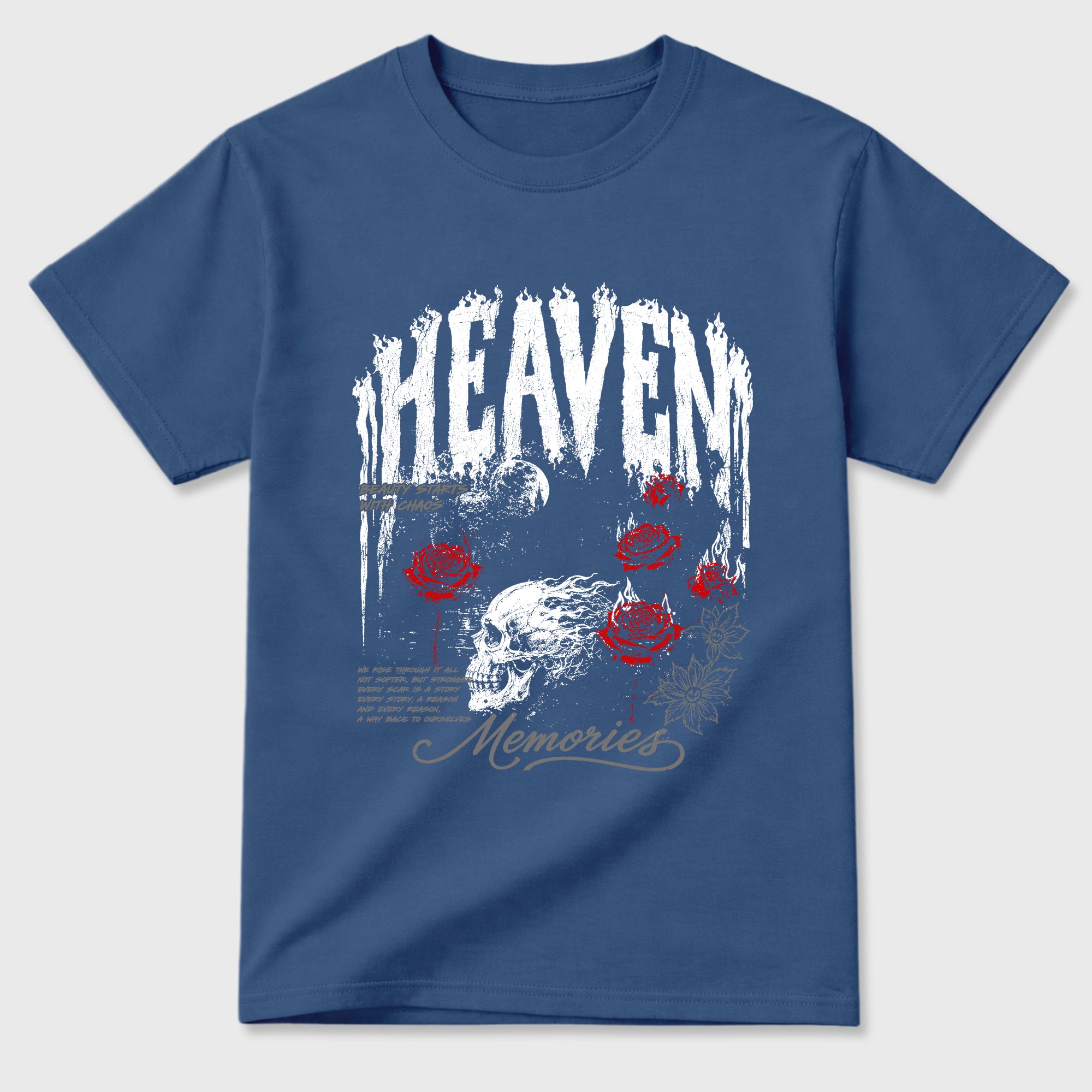 Heaven Memories Graphic T-Shirt featuring original streetwear artwork designed to match the Air Jordan 3 True Blue. Denim Blue 2 Graphic T-Shirt.