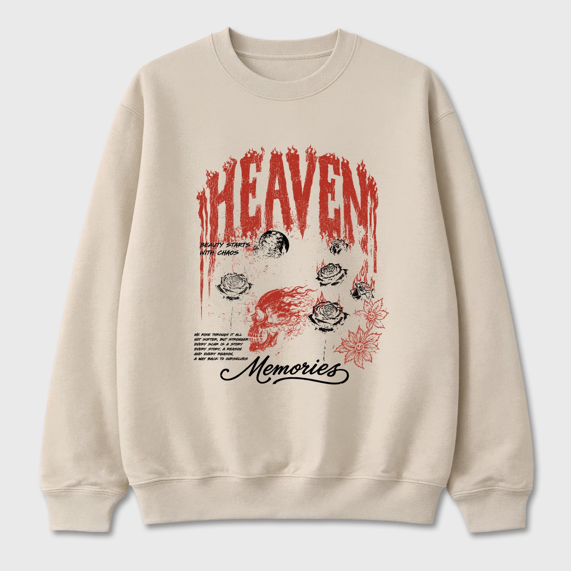 Heaven Memories Graphic T-Shirt sneaker match tee designed for the Air Jordan 4 Brick After Brick, featuring coordinated color options for a perfect streetwear match. Natural 2 shirt.