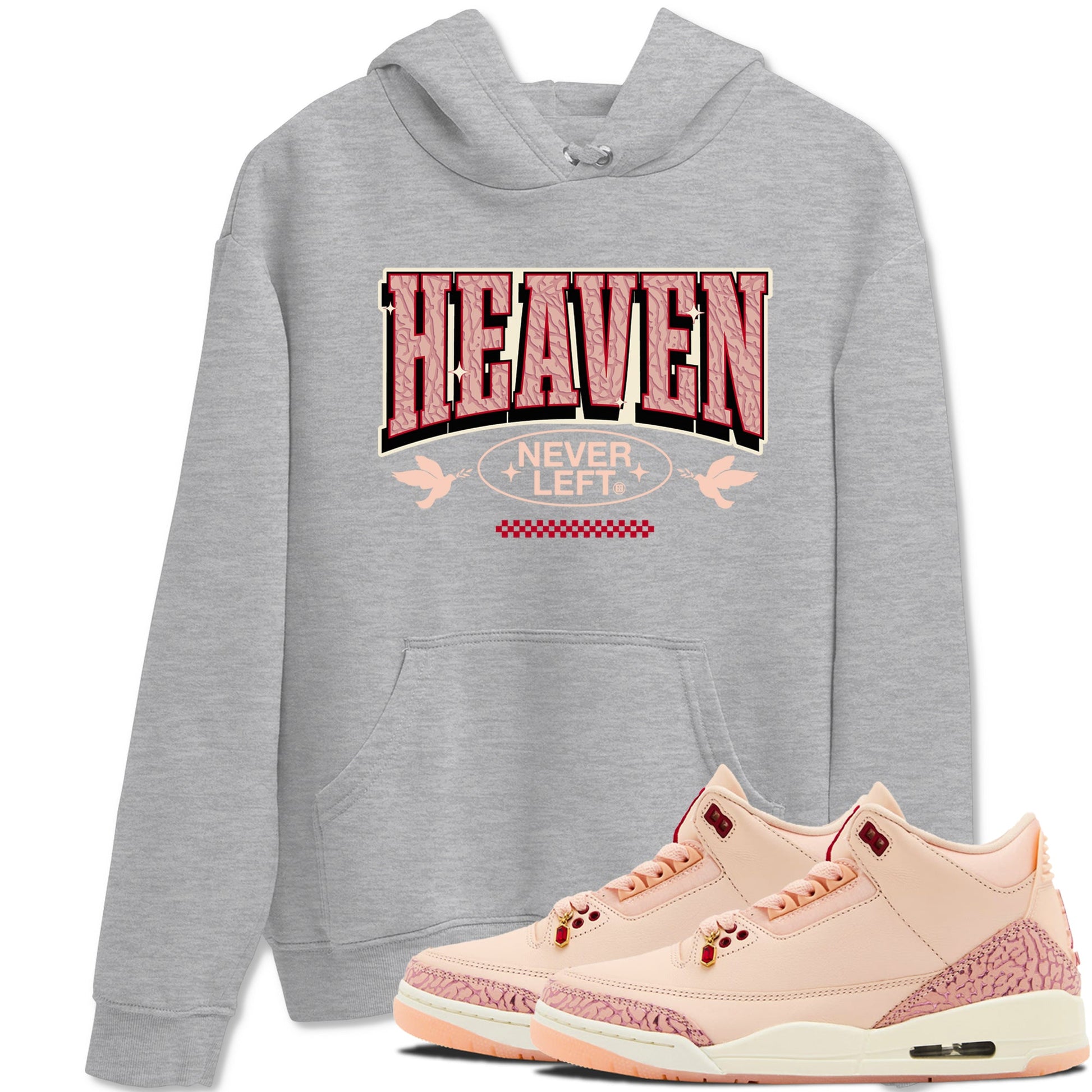 3s Valentines Day shirts to match jordans Heaven Never Left best t shirts to wear with jordans Air Jordan 3 Valentines Day match shoes to clothes SNRT Sneaker Tees unisex cotton Heather Grey 1 shirts