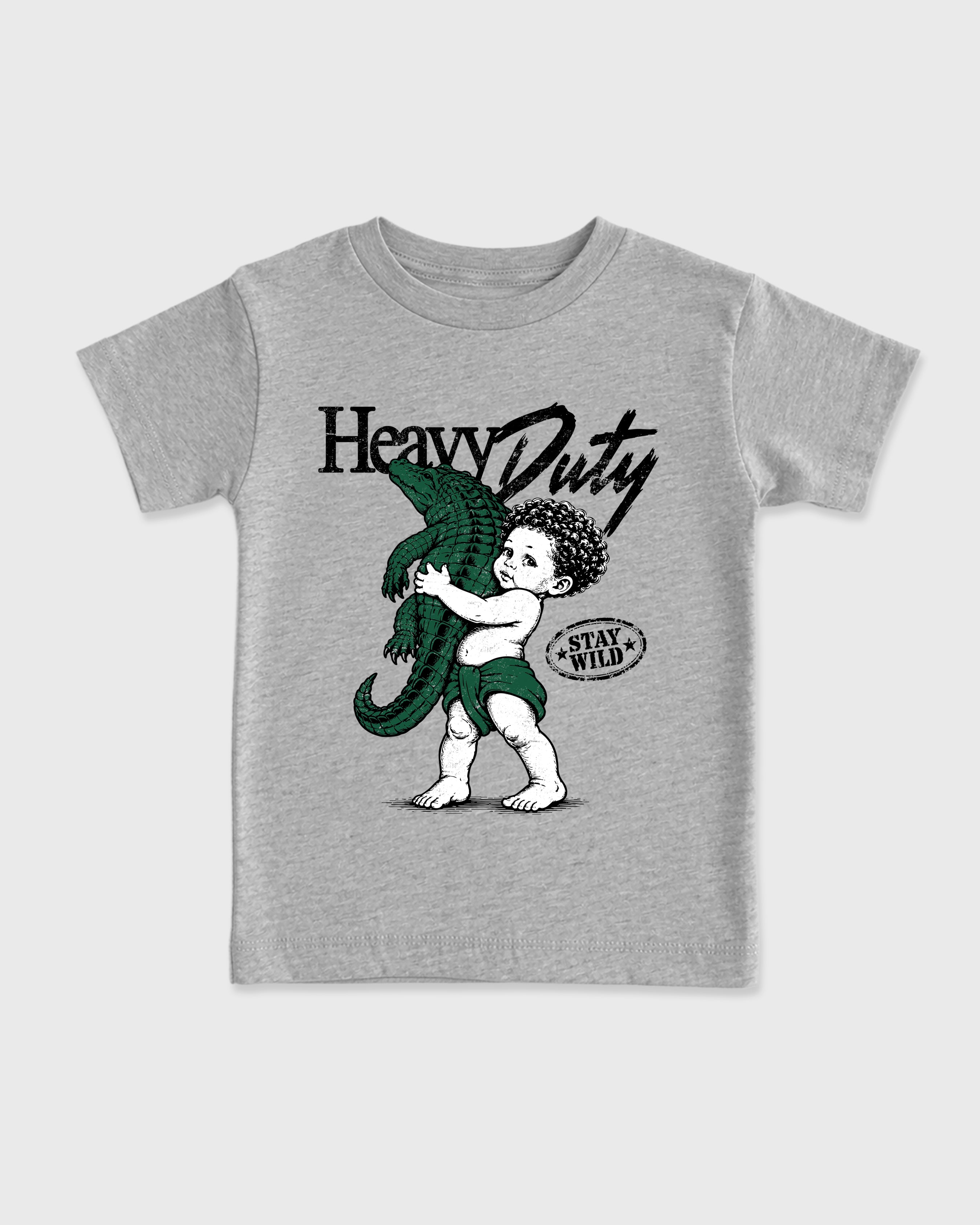 Heavy Duty Baby & Kids Graphic T-Shirt featuring original artwork designed to match the Air Jordan 14 Forest Green. Heather Grey 2 Kids Graphic Tee.
