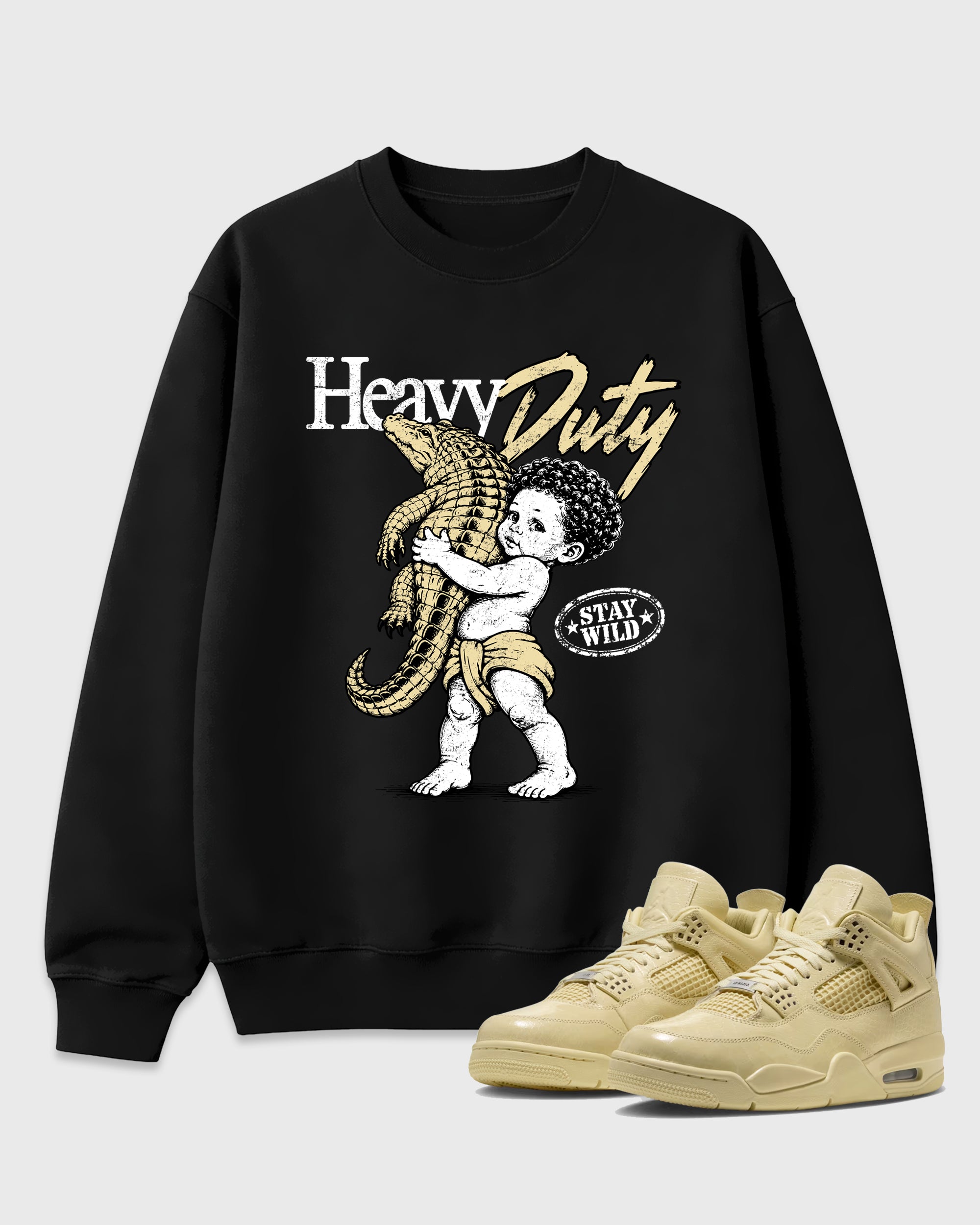 Heavy Duty Graphic T-Shirt featuring original streetwear artwork designed to match the Air Jordan 4 X J Balvin Amazonas. Black 1 Graphic Tee.