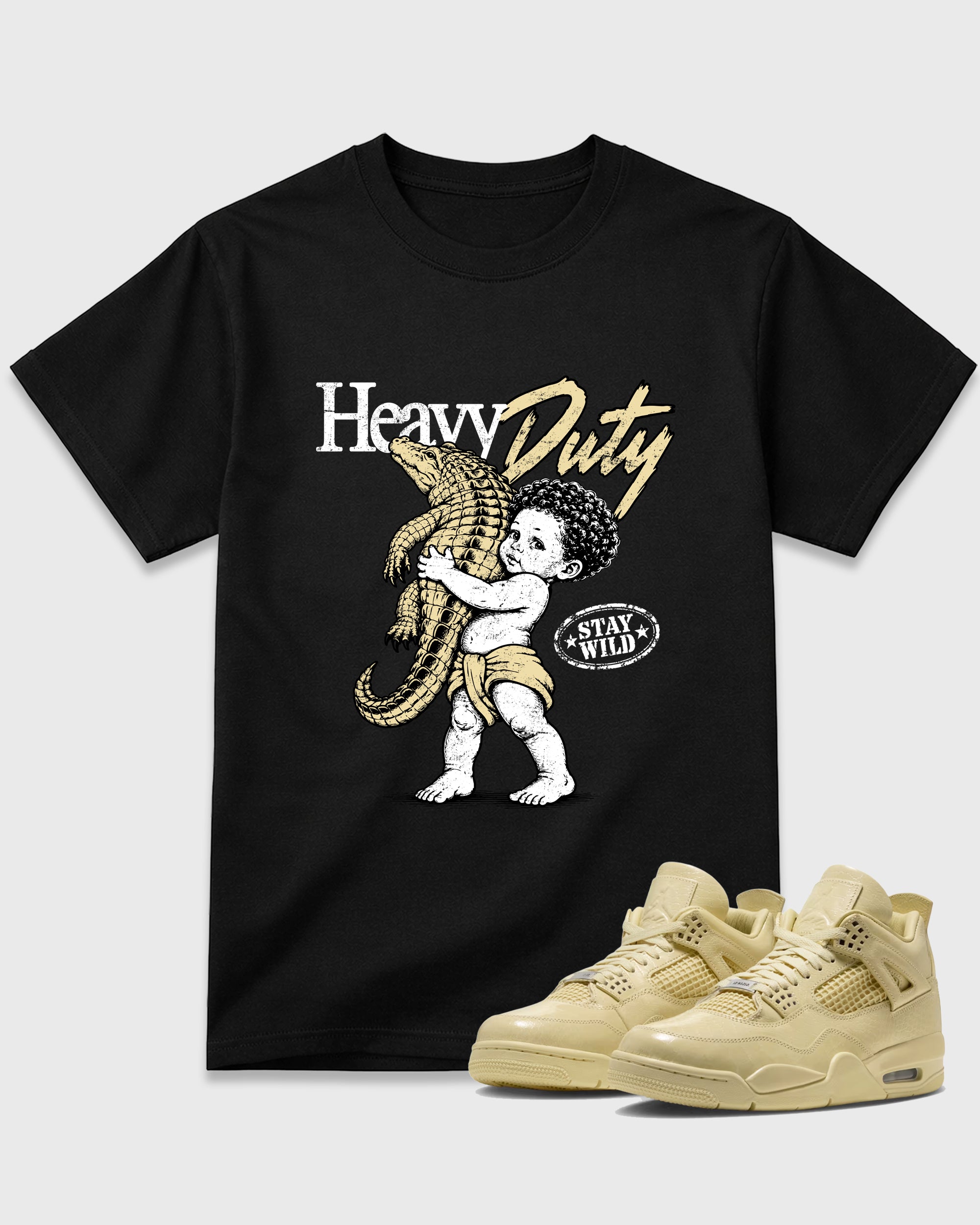 Heavy Duty Graphic T-Shirt featuring original streetwear artwork designed to match the Air Jordan 4 X J Balvin Amazonas. Black 1 Graphic T-Shirt.