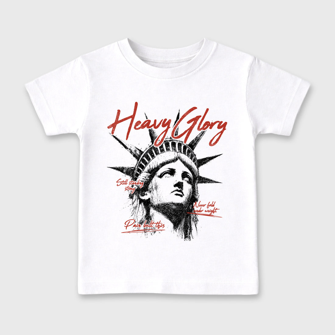 Heavy Glory affordable baby and kids t-shirt designed to match the Air Jordan 4 Brick After Brick, featuring coordinated White 2 options for the perfect little sneakerhead streetwear look.