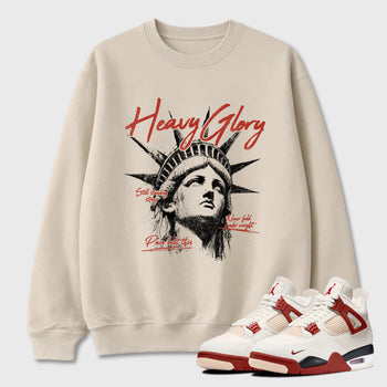 Heavy Glory Graphic T-Shirt sneaker match tee designed for the Air Jordan 4 Brick After Brick, featuring coordinated color options for a perfect streetwear match. Natural 1 shirt.