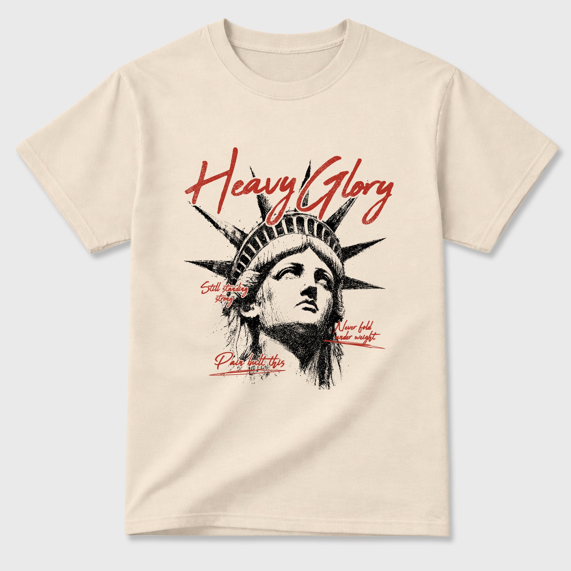 Heavy Glory Graphic T-Shirt sneaker match tee designed for the Air Jordan 4 Brick After Brick, featuring coordinated color options for a perfect streetwear match. Natural 2 shirt.