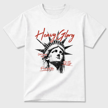 Heavy Glory Graphic T-Shirt sneaker match tee designed for the Air Jordan 4 Brick After Brick, featuring coordinated color options for a perfect streetwear match. White 2 shirt.