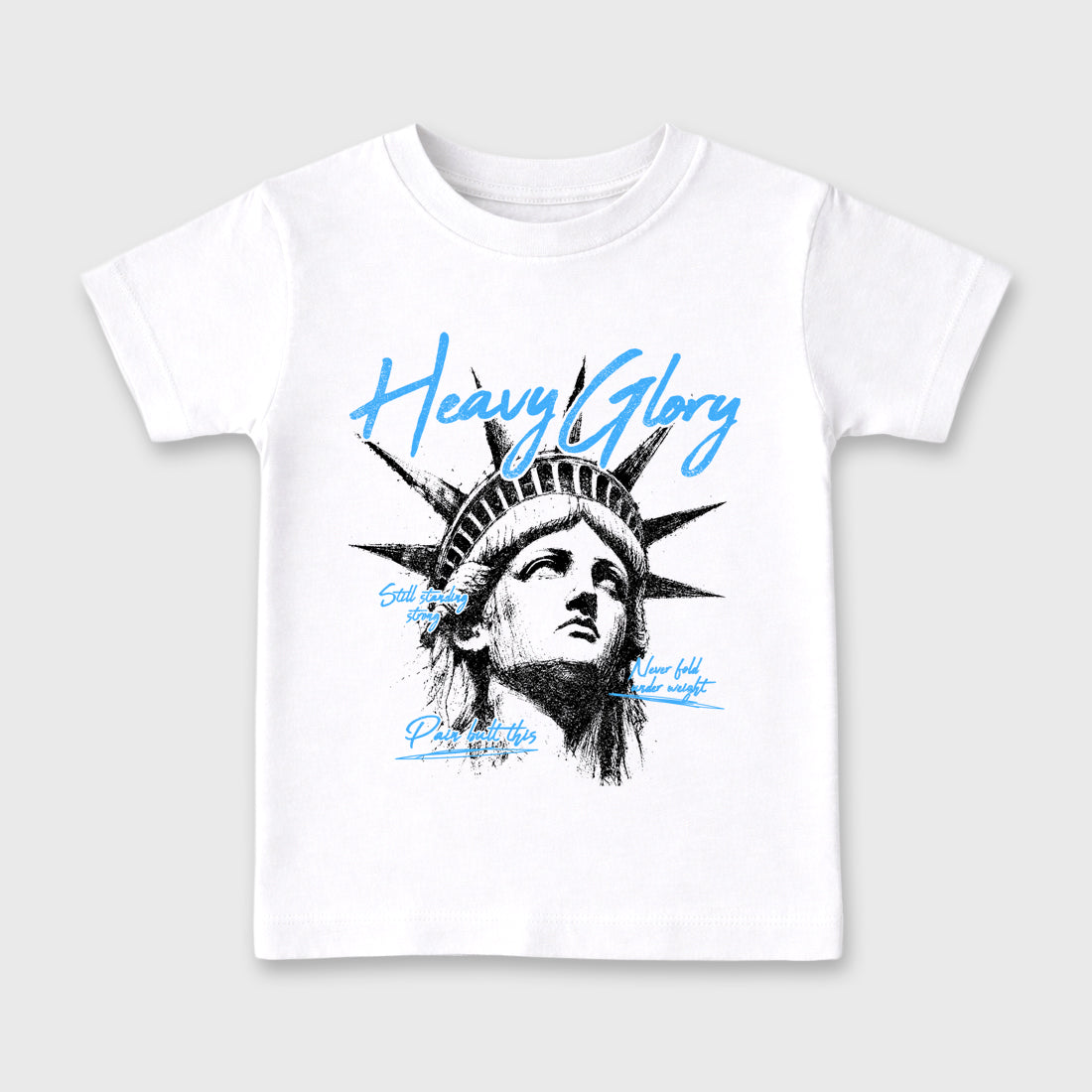 Heavy Glory affordable baby and kids t-shirt designed to match the Air Jordan 5 Black Univiersty Blue, featuring coordinated White 2 options for the perfect little sneakerhead streetwear look.