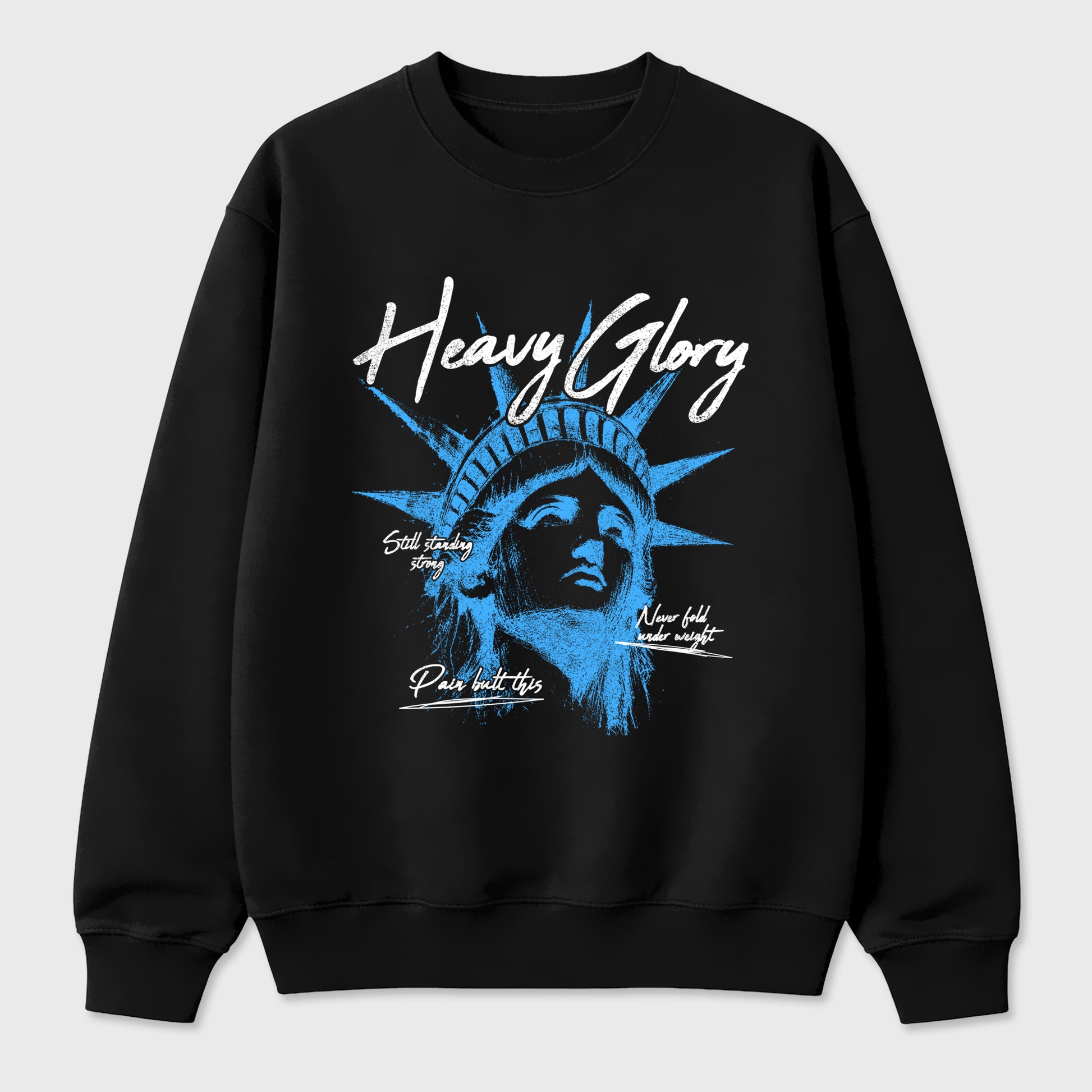 Heavy Glory Graphic T-Shirt sneaker match tee designed for the Air Jordan 5 Black Univiersty Blue, featuring coordinated color options for a perfect streetwear match. Black 2 shirt.