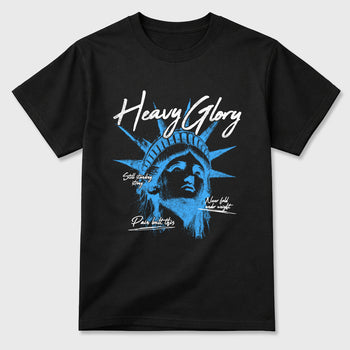 Heavy Glory Graphic T-Shirt sneaker match tee designed for the Air Jordan 5 Black Univiersty Blue, featuring coordinated color options for a perfect streetwear match. Black 2 shirt.