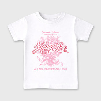 Heavy Love affordable baby and kids t-shirt designed to match the Air Jordan 1 Travis Scott Tropical Pink, featuring coordinated White 2 options for the perfect little sneakerhead streetwear look.